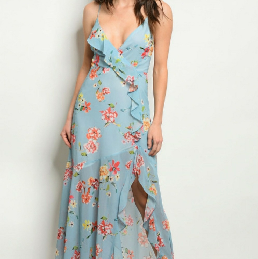 Baby blue floral dress